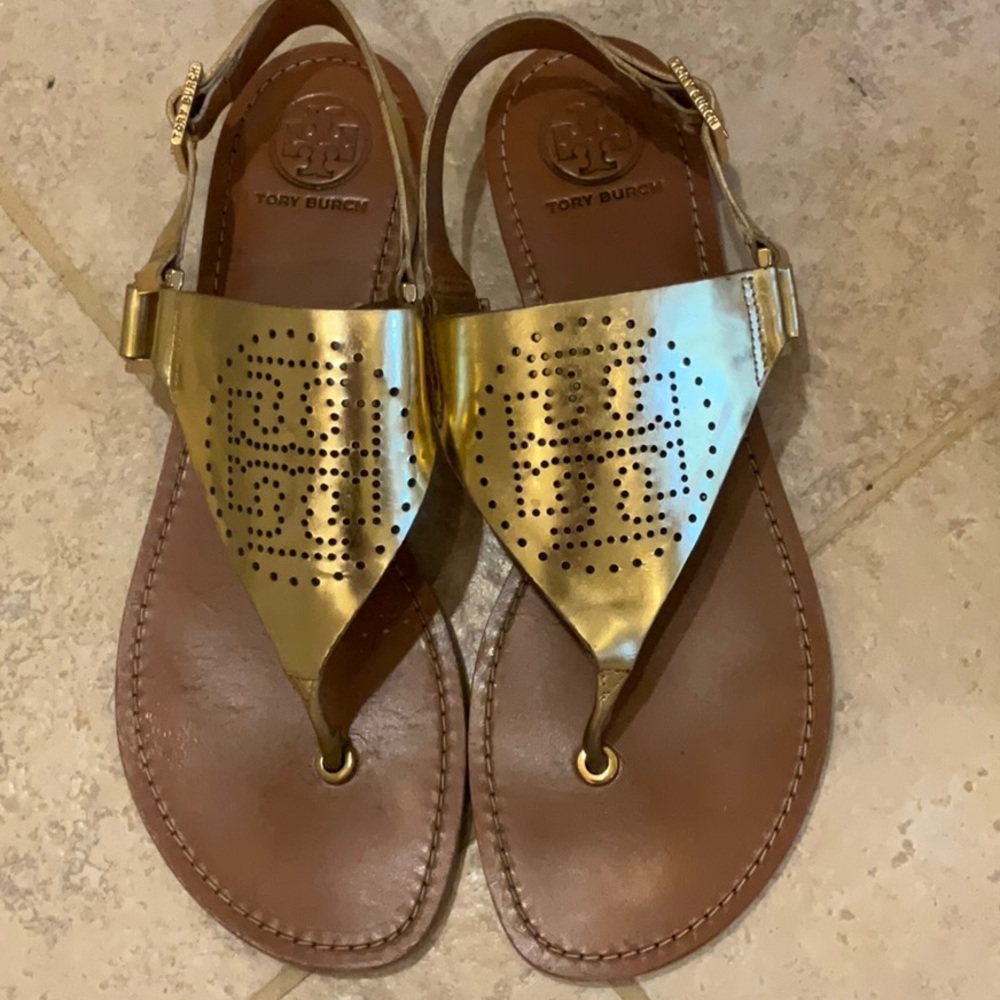 tory burch gold 9 1/2 sandals
